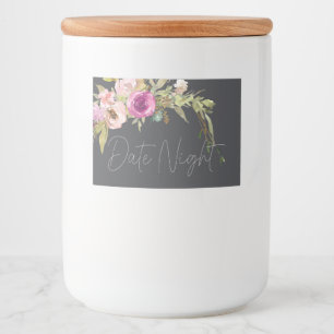 Stoffige roze paarse elegante bloemenvase voor een voedselcontainer etiket