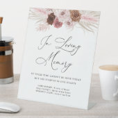 Stoffige roze pampas bloemenbruiloft gedenkteken reclamebord met voetstuk (Insitu)