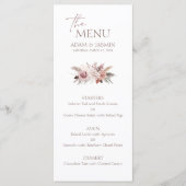 Stoffige Roze Pampas Boho Trouwmenu Menu (Voorkant)