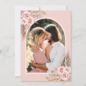 Stoffige Roze Pampas Gras Foto Bruiloft Save The Date (Achterkant)