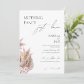 Stoffige Roze Pampas Gras Intieme Trouw  Kaart (Staand voorkant)