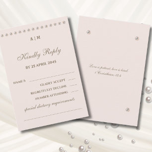 Stoffige Roze Parel Christelijke Trouw RSVP Kaart