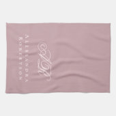 Stoffige Roze Pastel Roze Monogram Naam Minimalist Theedoek (Horizontaal)