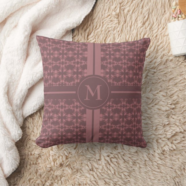 Stoffige Roze Patroon Monogram Kussen (Deken)