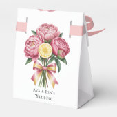 Stoffige roze pioenen en citroen bruiloft bedankdoosjes (Achterkant)