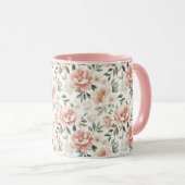 Stoffige roze pioenen mok (Voorkant rechts)