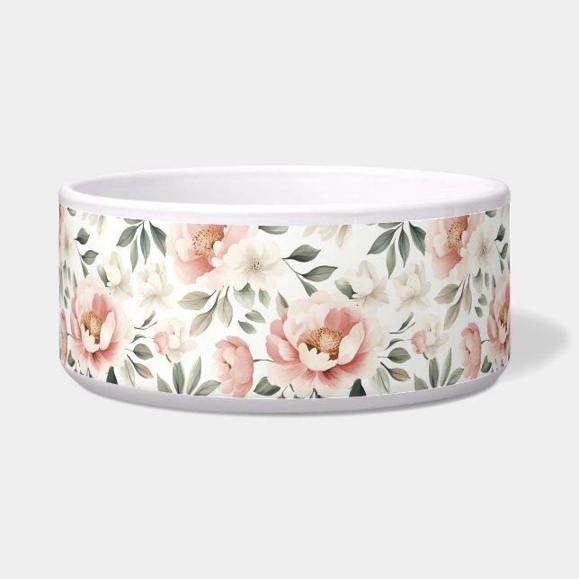 Stoffige roze pioenen voerbakje (Voorkant)