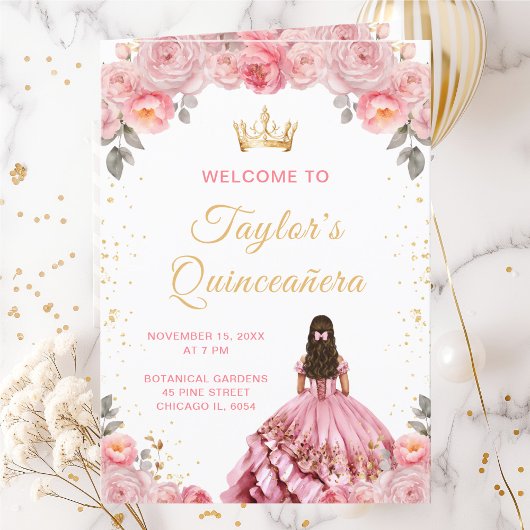 Stoffige Roze Prinses Bloemstuk Quinceañera-Progra Programma