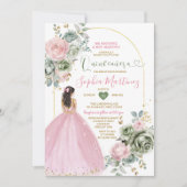 Stoffige Roze Prinses Jurk Sage Bloem Quiñceanera Kaart (Voorkant)
