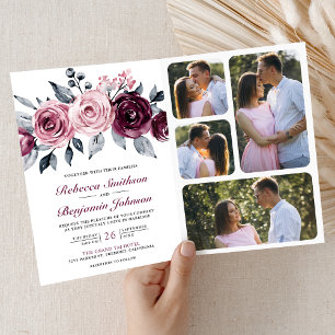 Stoffige Roze Pruim Paarse Bloem QR Code Bruiloft