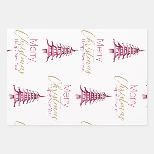 Stoffige roze rode pagode inpakpapier vel (Voorkant)
