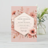 Stoffige Roze Romantische Bloei Bruiloft Kaart (Staand voorkant)