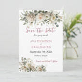 Stoffige Roze Romantische Bloemige 'Save the Date' Save The Date (Staand voorkant)