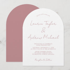 Stoffige Roze Romantische Moderne Boog Bruiloft Kaart