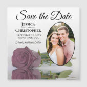 Stoffige Roze Roos Trouw Save The Date Foto Magnee (Voorkant)