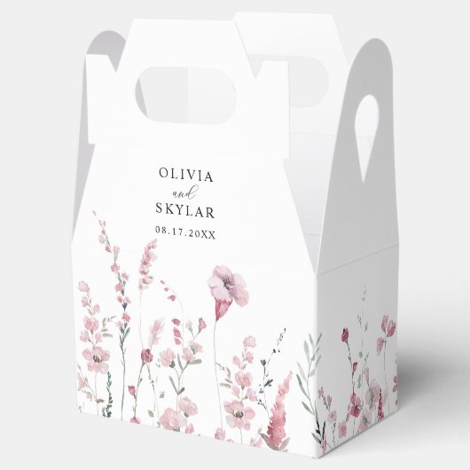 Stoffige roze roos wilde bloemen elegante bloemenb bedankdoosjes (Geopend)