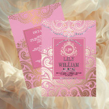 Stoffige Roze RoseGoud Klassiek Monogram Boho Brui