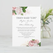 Stoffige Roze Roze Bloemige Witte Trouwreceptie Kaart (Staand voorkant)