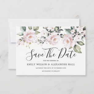 Stoffige Roze Roze Blush Bloemige Bewaar De Datum Save The Date