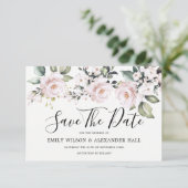 Stoffige Roze Roze Blush Bloemige Bewaar De Datum Save The Date (Staand voorkant)