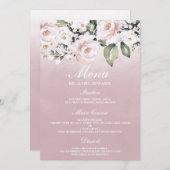Stoffige Roze Roze Blush Waterverf Verjaardag Trou Menu (Voorkant / Achterkant)