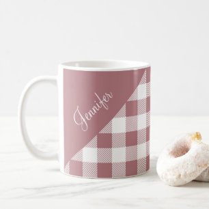 Stoffige Roze Roze Buffalo Plaid Check Patroon Naa Koffiemok