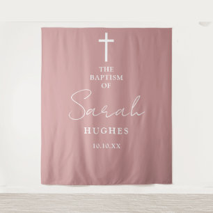 Stoffige Roze Roze Doop Christening Foto Achtergro Wandkleed