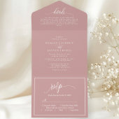 Stoffige Roze Roze Eenvoudig Moderne Script All In One Uitnodiging
