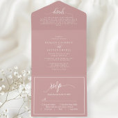 Stoffige Roze Roze Eenvoudig Moderne Script All In One Uitnodiging
