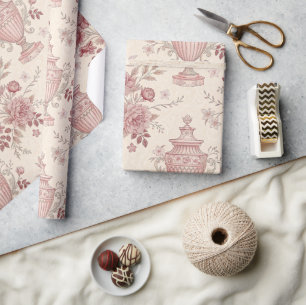 Stoffige Roze Roze Franse Toile Cadeaupapier