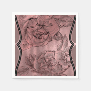 Stoffige Roze Roze Goud Elegante Glam Bloemrijke C Servet