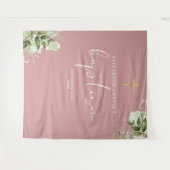 Stoffige Roze Roze Groene Doop Foto Achtergrond Wandkleed (Voorkant (horizontaal))