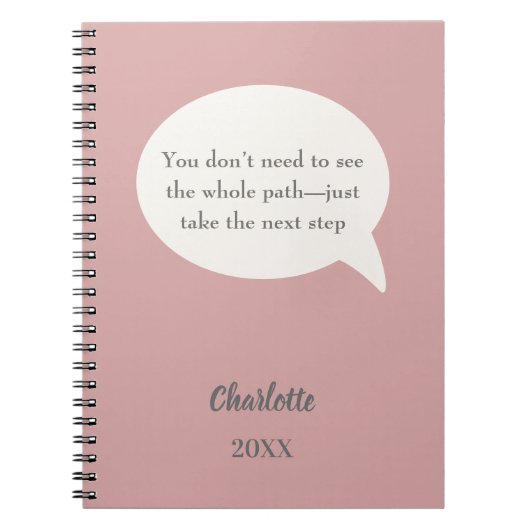 Stoffige roze roze ivoor inspirerend doel citaat notitieboek (Voorkant)