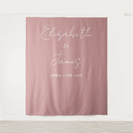 Stoffige Roze Roze Minimalistische Trouwfoto Achte Wandkleed