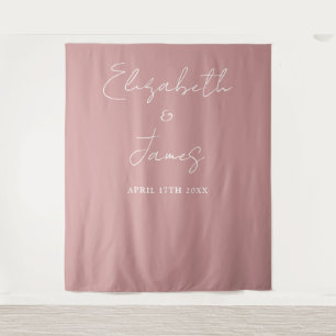 Stoffige Roze Roze Minimalistische Trouwfoto Achte Wandkleed