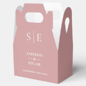 Stoffige Roze Roze Monogram Huwelijk Bedankdoosjes (Geopend)