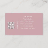 Stoffige roze roze monogramkrans moderne QR-code Visitekaartje (Achterkant)