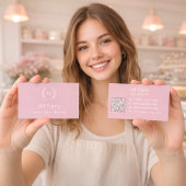 Stoffige roze roze monogramkrans moderne QR-code Visitekaartje