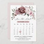 Stoffige Roze Roze Perzik Bloemige Trouw Save The  Save The Date (Voorkant / Achterkant)