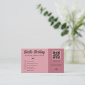 Stoffige Roze Roze QR Code Monogram Visitekaartje (Staand voorkant)