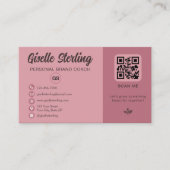 Stoffige Roze Roze QR Code Monogram Visitekaartje (Voorkant)