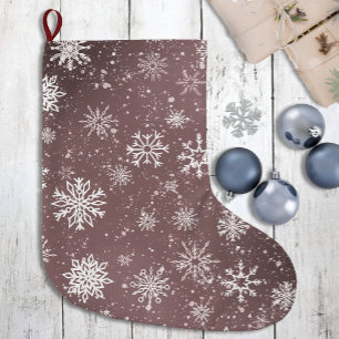 Stoffige Roze Roze Sneeuwvlokken Elegante Winterva Grote Kerstsok