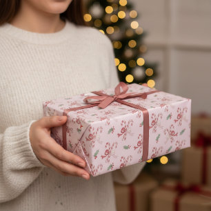 Stoffige Roze Roze Snoepriet Coquette Strikken Ker Cadeaupapier