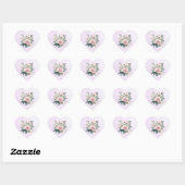 Stoffige Roze Rozen Aquarel Hart Sticker (Vel)