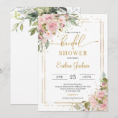 Stoffige roze rozen bloemen blozend goud geometris kaart (Voorkant / Achterkant)