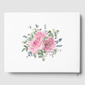 Stoffige roze rozen eucalyptus botanische bruiloft gastenboek (Achterkant)