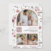 Stoffige Roze Rozen Foto QR Code Bruidsdouche Kaart (Achterkant)
