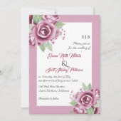 Stoffige roze rozenbloemen, QR-code bloemen bruilo Kaart (Voorkant)