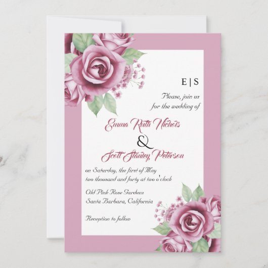 Stoffige roze rozenbloemen, QR-code bloemen bruilo Kaart (Voorkant)