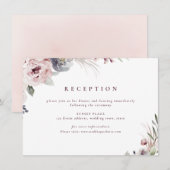 Stoffige roze rustieke boho floral receptie informatiekaartje (Voorkant / Achterkant)